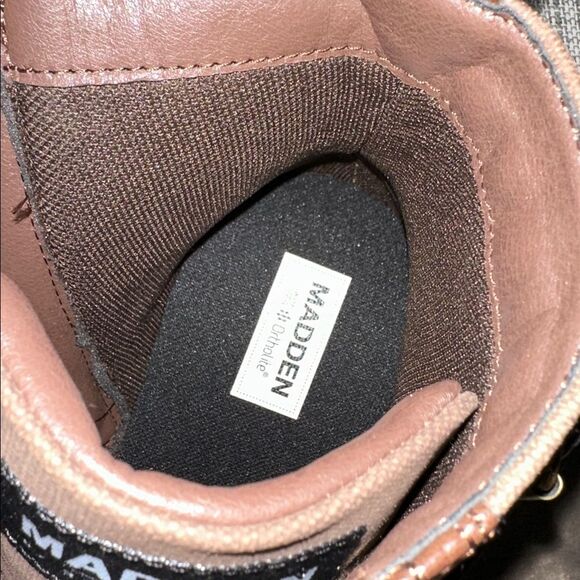 Steve Madden 11 Teetr Men’s Brown Lace up Buckle Detail Faux Leather Ankle Boots main image 12